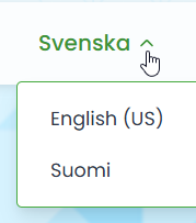 Språkväljaren i det nedre fältet på hjälpsidan