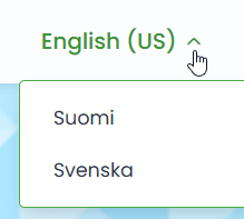 Language selector at the bottom of the page
