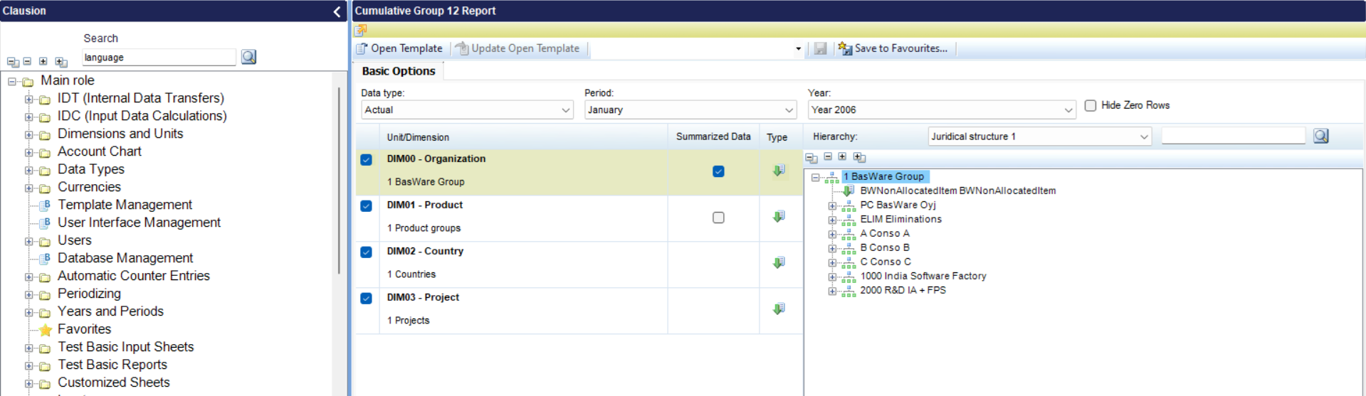 Summarized Data checkbox in the Basic Options