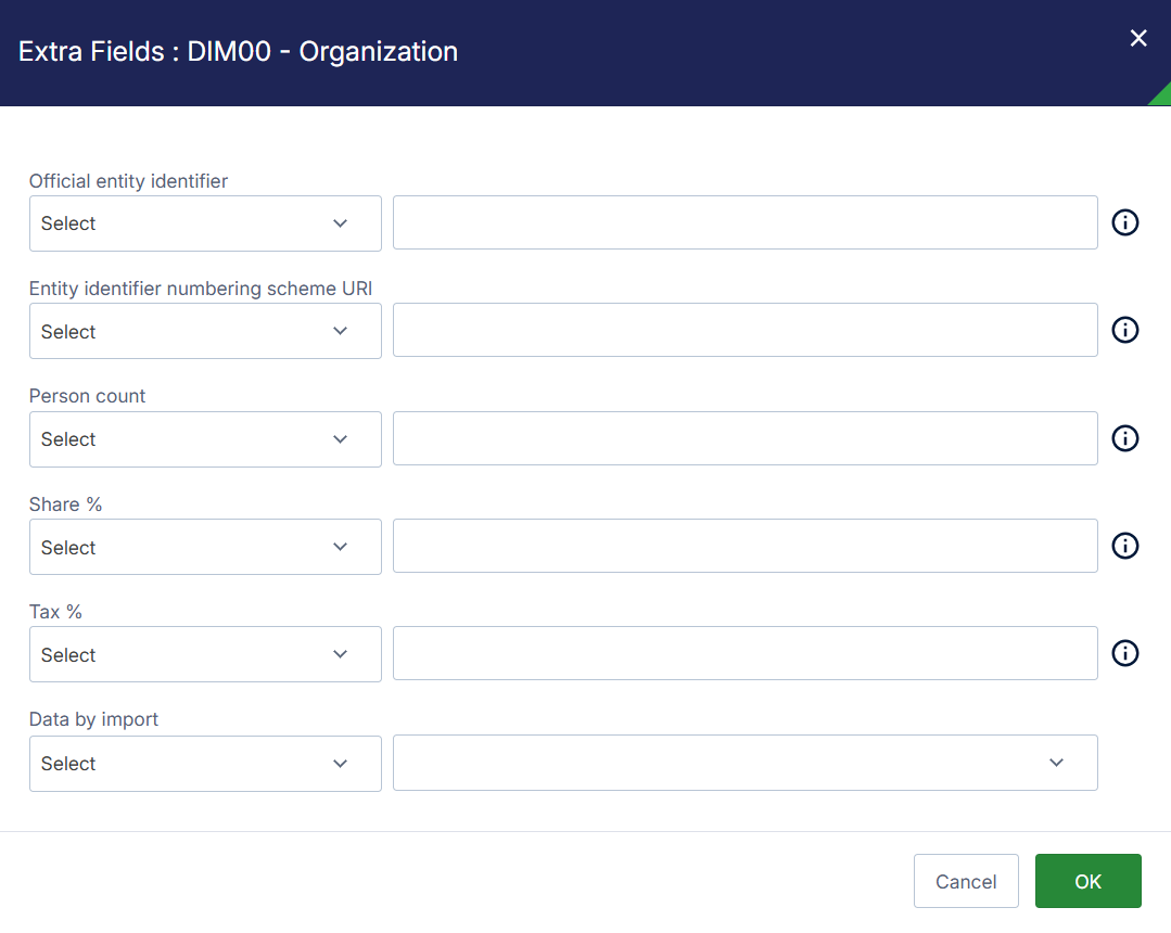 Screenshot of Extra Fields filter selection popup