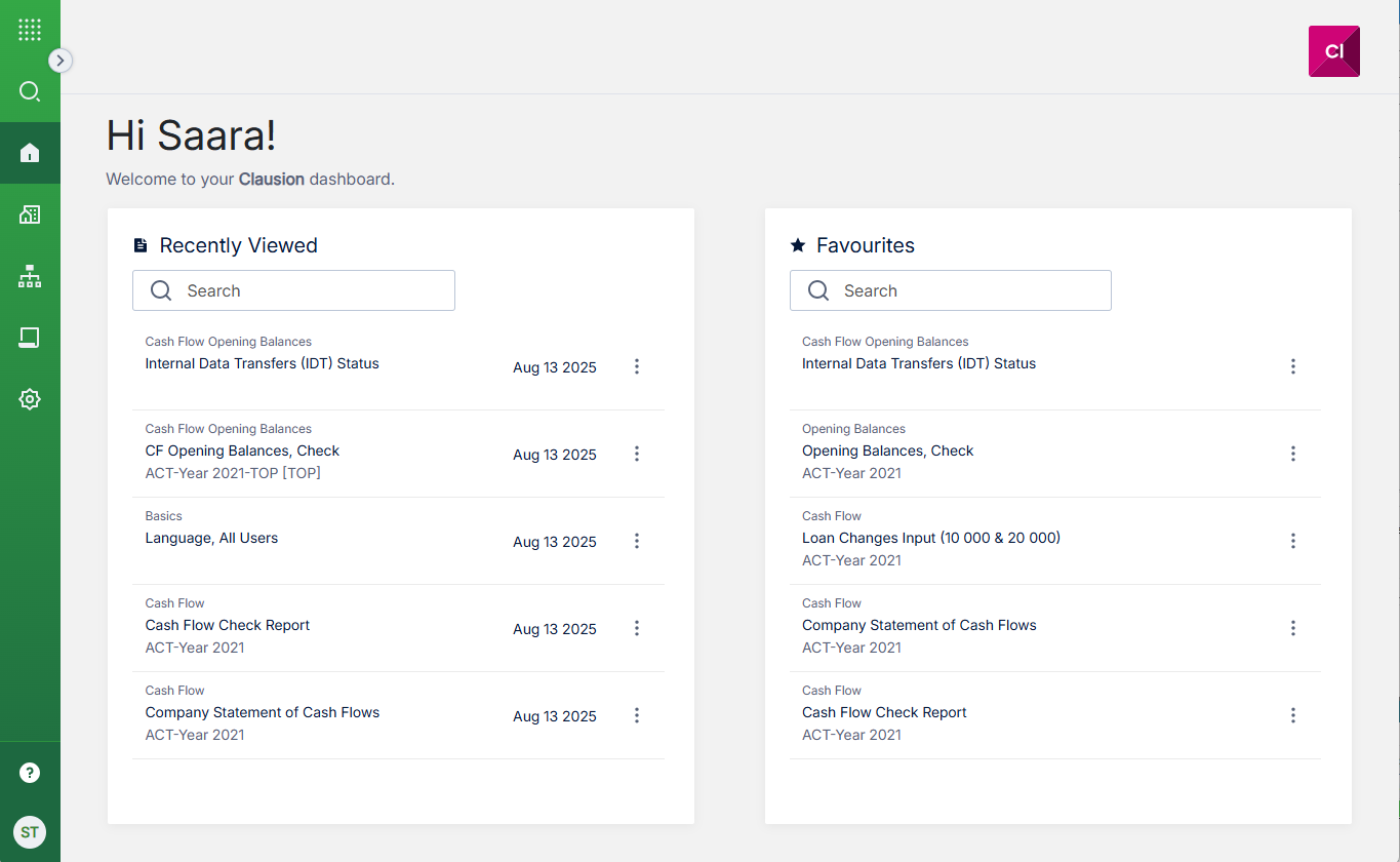 Clausion Web Client home page