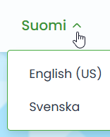 Kielivalitsin sivun alareunassa