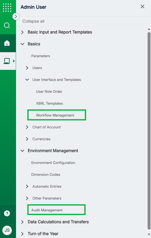 Workflow Management and Audit Management in default UI task navigation panel